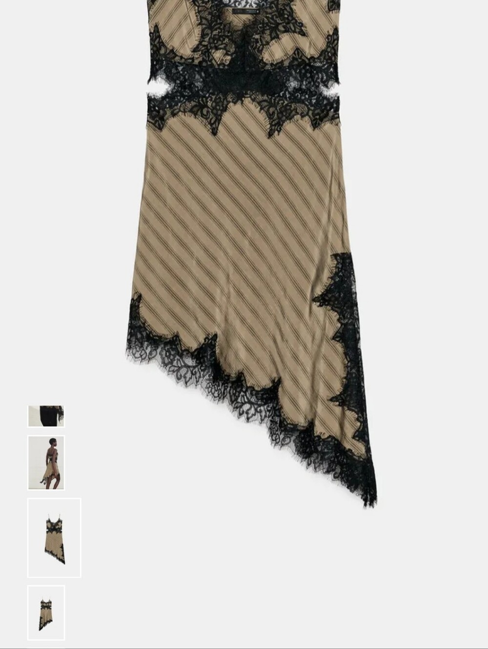 Zara Olive Green Slip Dress with Black Lace Trim - Picture 6 of 16